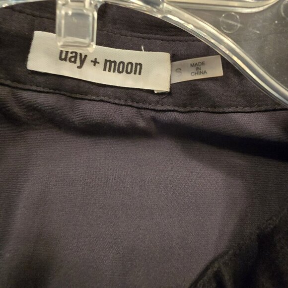 Day + Moon Smocked Mini Black Dress With Shorts Lining. Small Cinched Waist - Picture 2 of 8